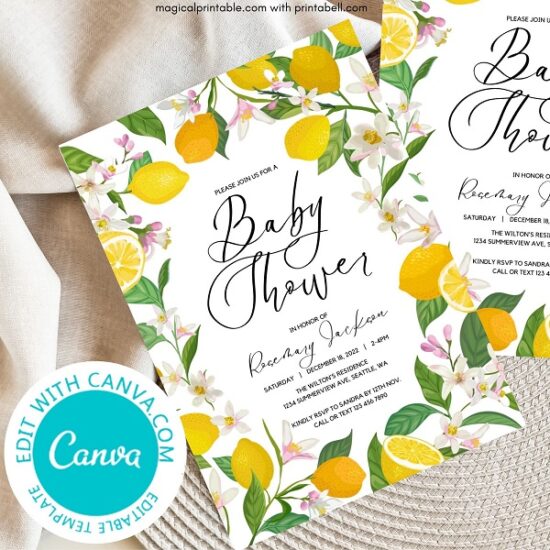 Editable Citrus Lemon Party Invitation
