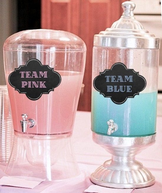 Team Pink Team Blue Gender Reveal drink labels