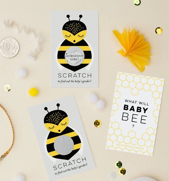 What Will Baby Bee Gender Reveal Scratch Off Cards