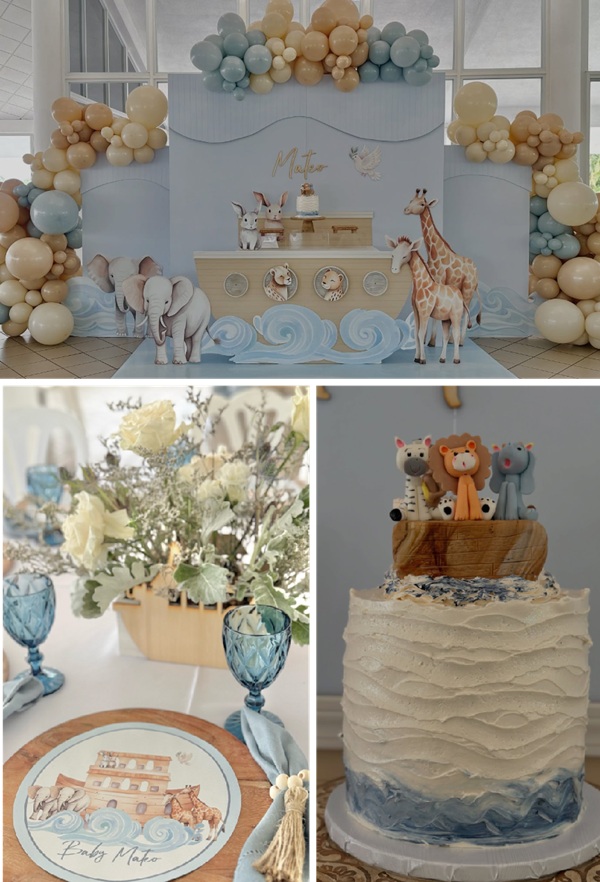 beautiful noahs ark baby shower setup