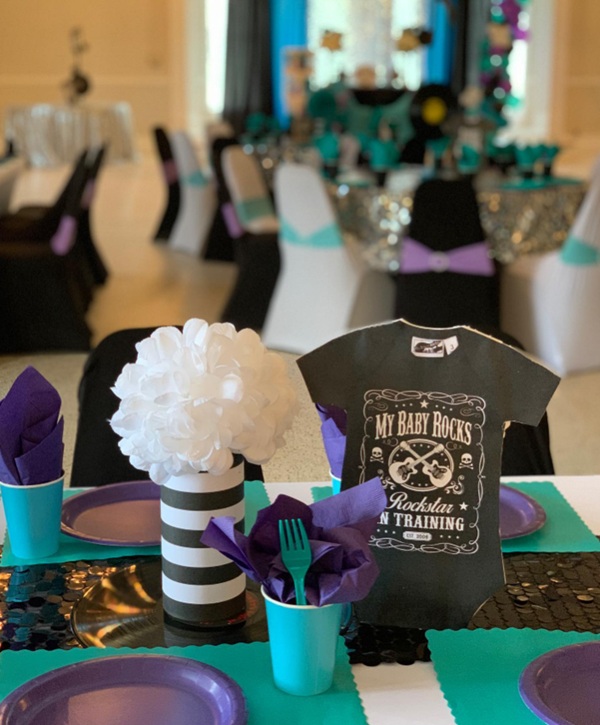 cute rockstar baby shower onesie cutout centerpiece