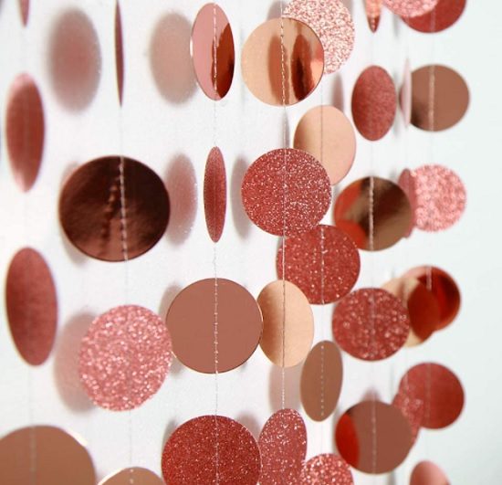 glitter pink gold garlands
