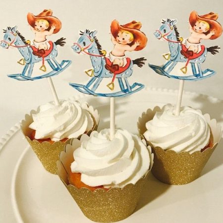 Vintage boy cupcake toppers