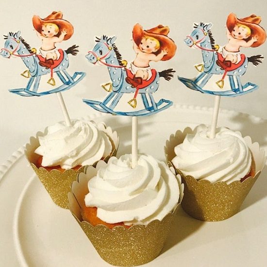 Vintage boy cupcake toppers