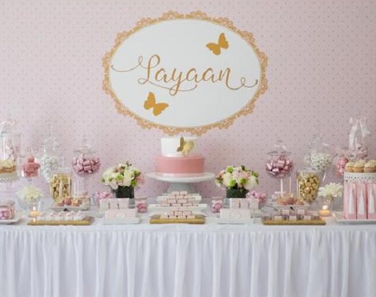 pink and gold butterfly baby shower theme