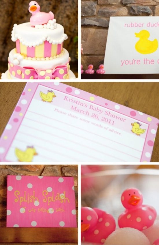 pink rubber ducky baby shower theme