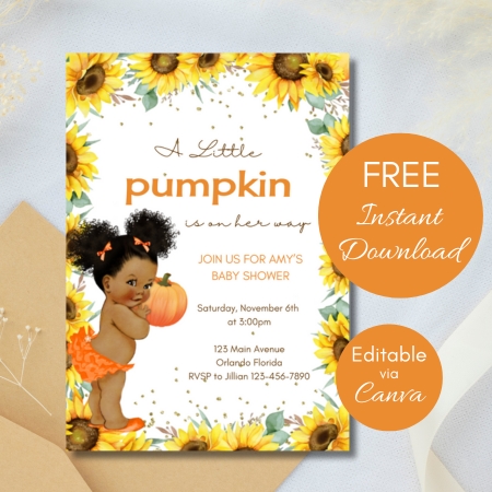 Free Editable Invitation Little Pumpkin