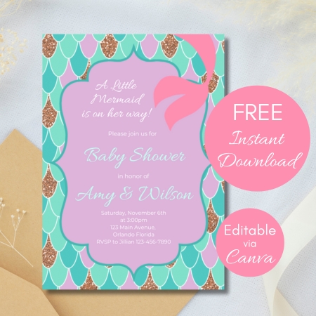 Free Editable Invitation Mermaid