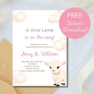 Free Editable Invitation Pink Lamb