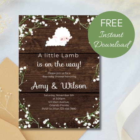 Free Editable Invitation little Lamb