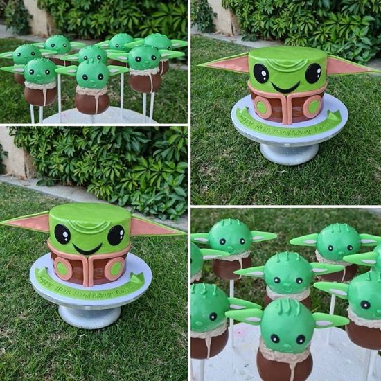 baby yoda cake and cakepops