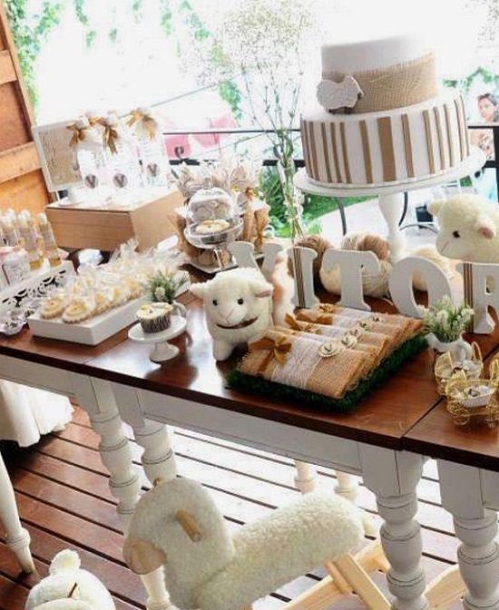 burlap rustic little lamb baby shower decorations