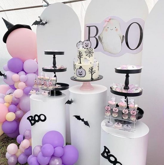 girl halloween baby shower dessert table