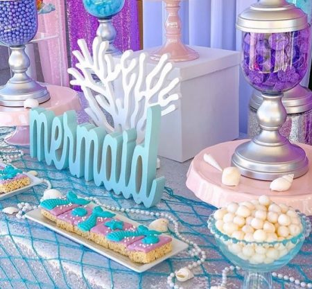 mystical mermaid baby shower setup