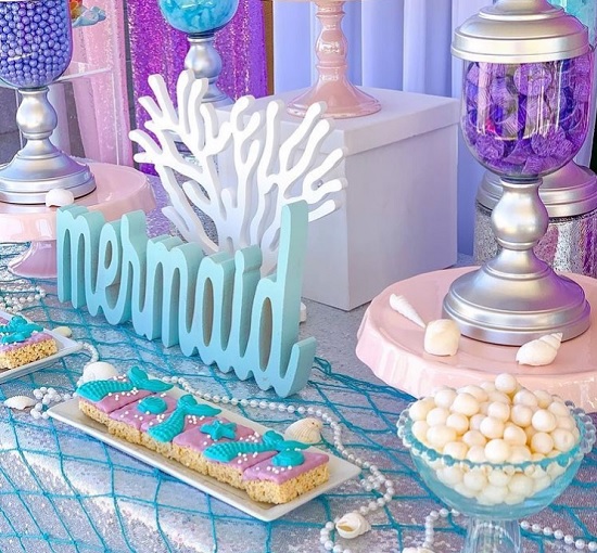 mystical mermaid baby shower setup