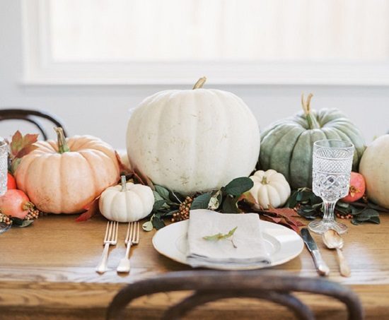 painted white pumpkin centerpiece
