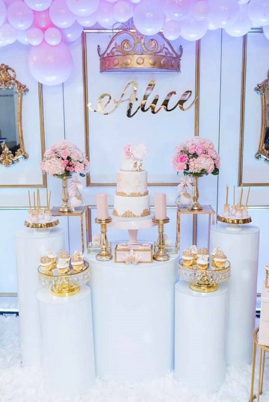 Pink and Gold Princess Balloon Arch