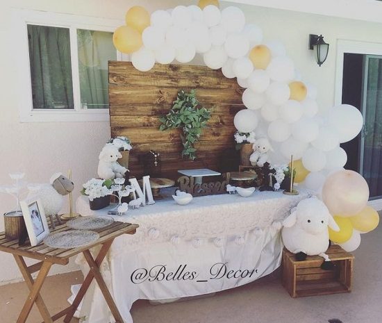 rustic little lamb baby shower backdrop