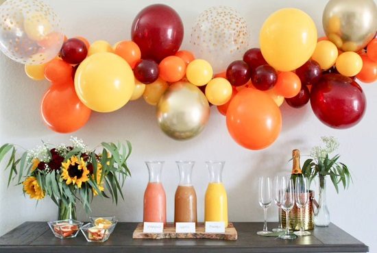 sunflower and fall balloon arch drink station
