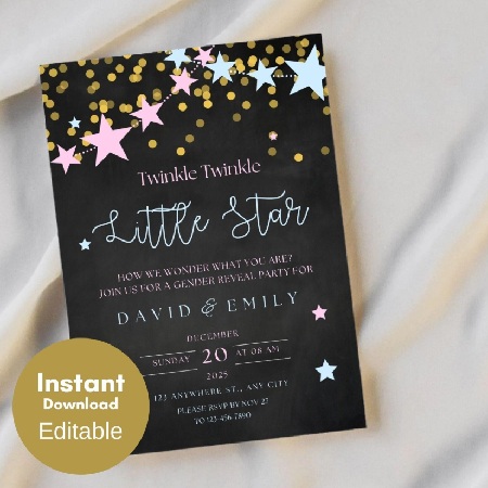 twinkle twinkle baby shower invitation