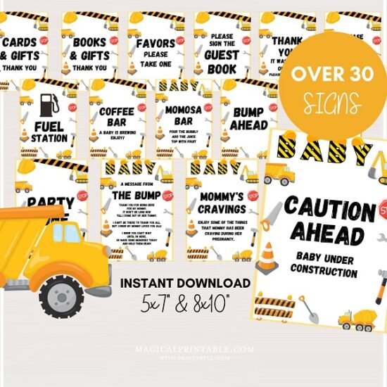 Construction baby shower Signs Bundle