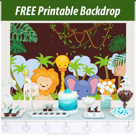 free safari animals baby shower backdrop poster