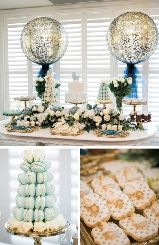 Elegant Blue and Gold Prince Baby Shower