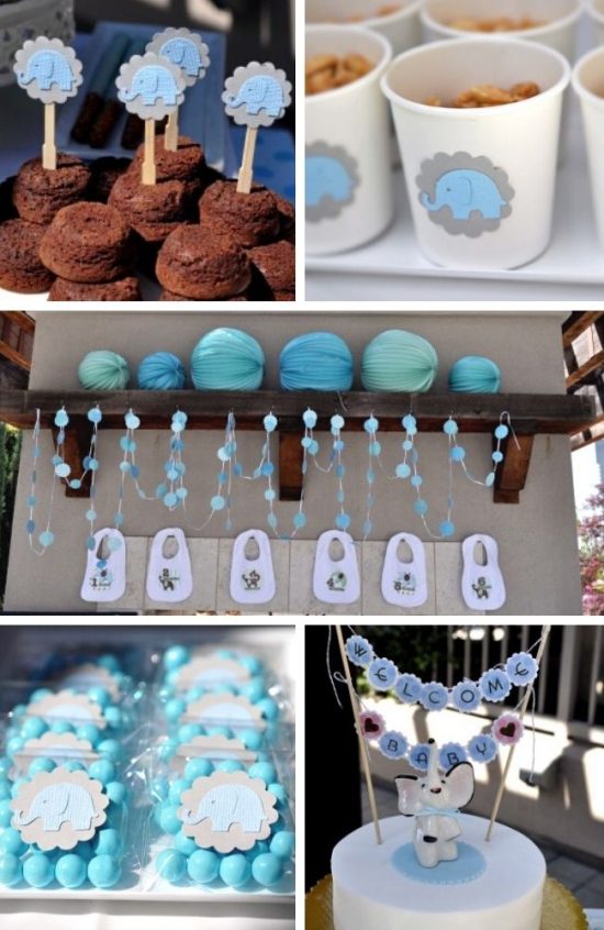 Sweet Blue Elephant Baby Shower Party