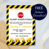 Free Editable Invitation Baby Under Construction