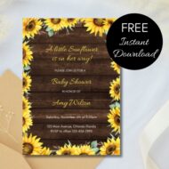 Free Editable Invitation Rustic Sunflower