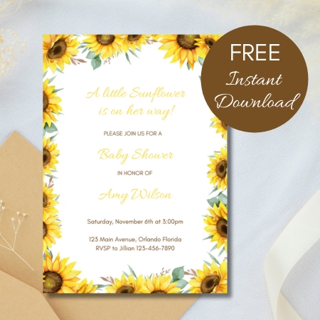 Free Editable Invitation Sunflower