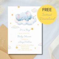 Free Editable Invitation boy elephant