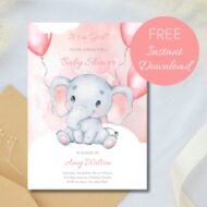 Free Editable Invitation girl elephant