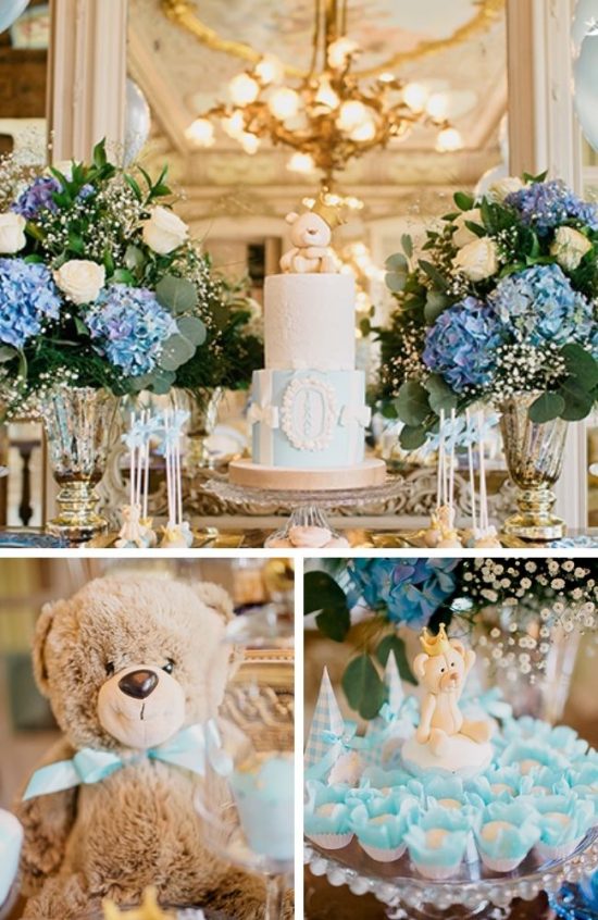 Golden Royal Prince Baby Shower with Teddy Bear
