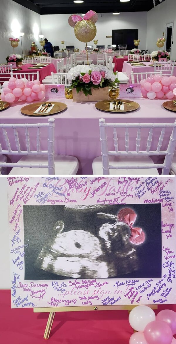 adorable minnie mouse baby shower guestbook and tablescape