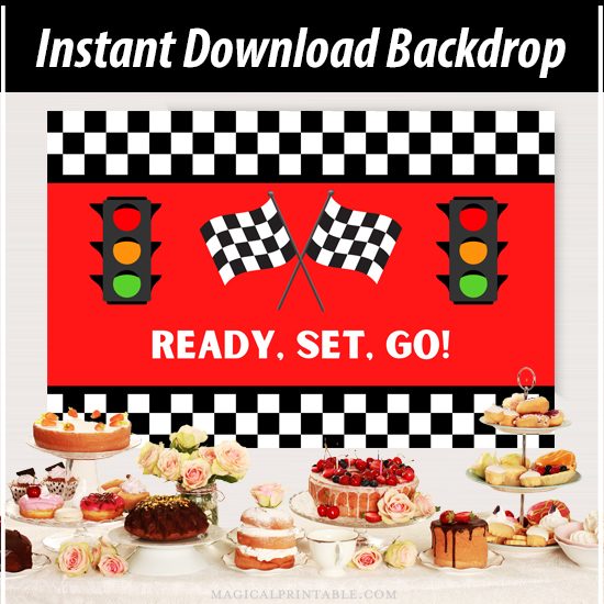 Large Checkered Racing Printable Backdrop
