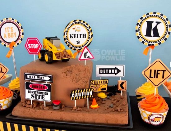 construction baby shower cake