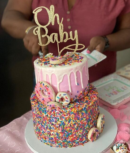 oh baby sprinkle baby shower cake