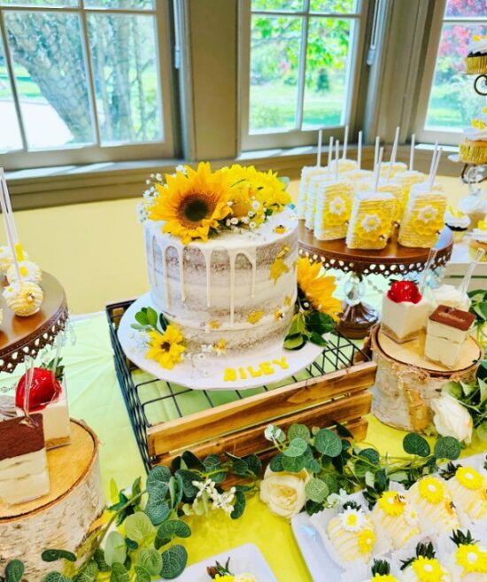 sunflower baby shower cake