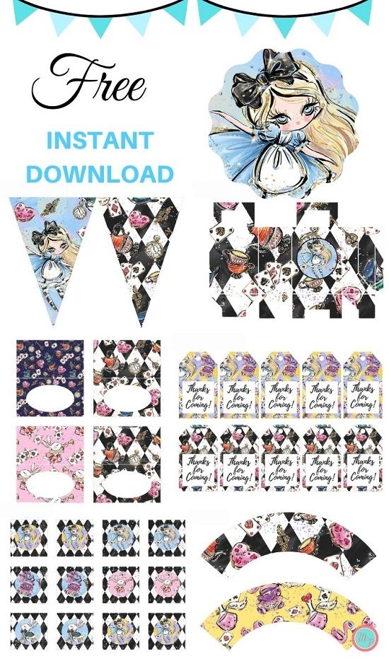 Free Alice in Wonderland Party Printable Download