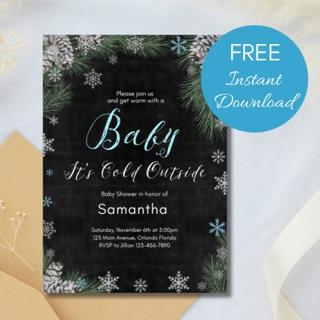 Free Editable Invitation Baby It's Cold Boy