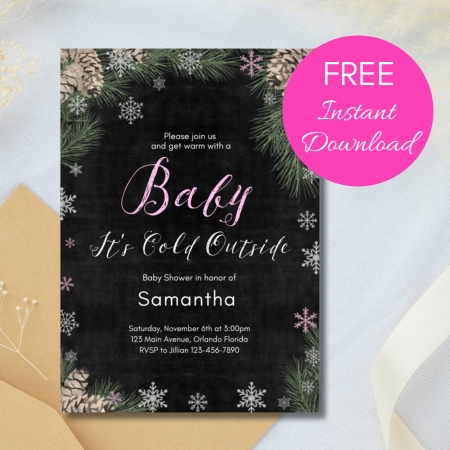 Free Editable Invitation Baby It's Cold Girl