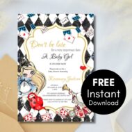 Free Editable Invitation alice in wonderland