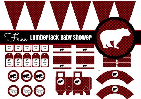 Free Lumberjack patterned baby shower printable