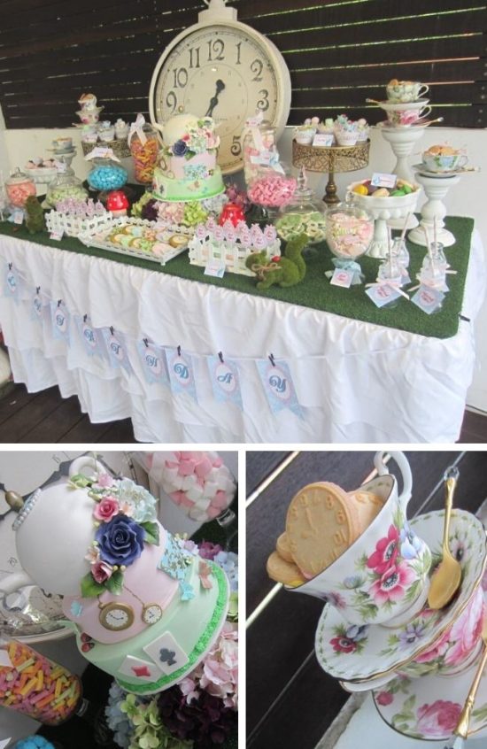 Garden Alice in Wonderland baby shower decorations