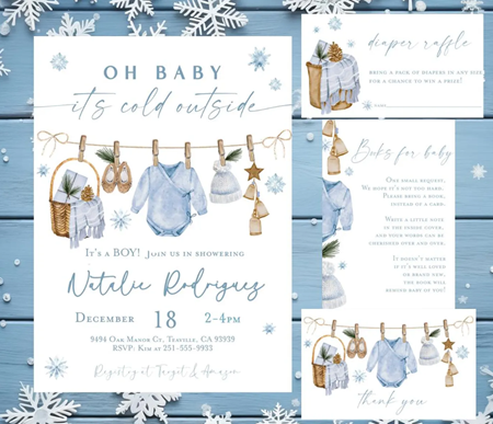 Oh baby it's cold outside baby shower invitation