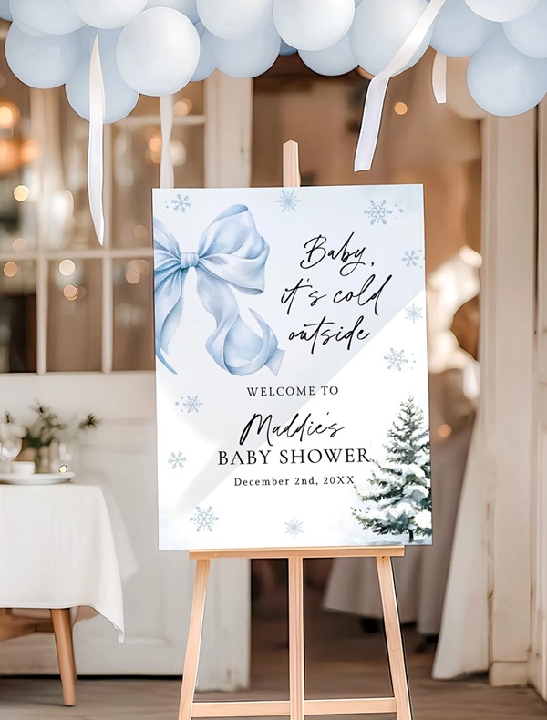 Winter Baby Shower Welcome Sign Template