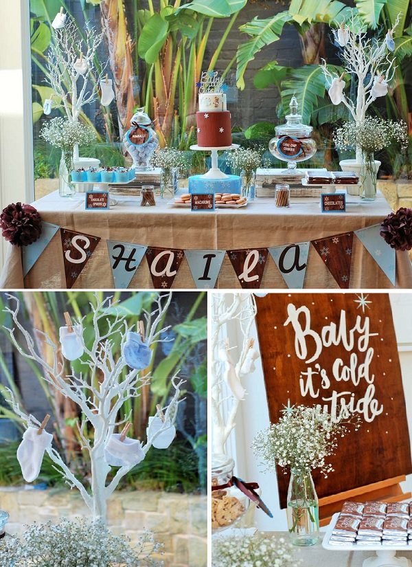 baby its cold outside theme baby shower setup