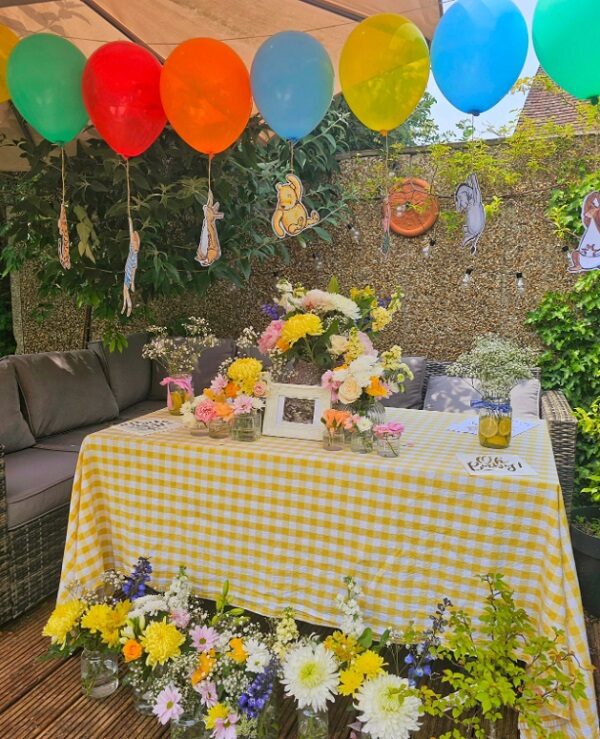 springtime winnie the pooh baby shower simple setup