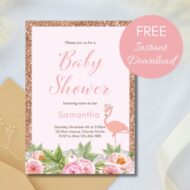Free Editable Invitation Flamingo